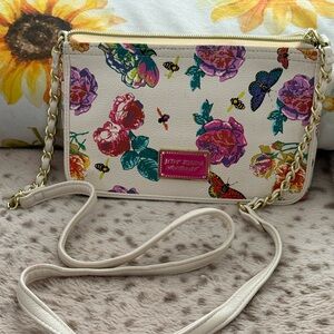 Betsey Johnson Floral Crossbody Bag with Chain Strap
